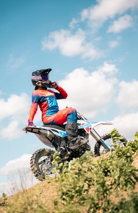 Rider on MRF eDIRT 6.0 electric dirt bike