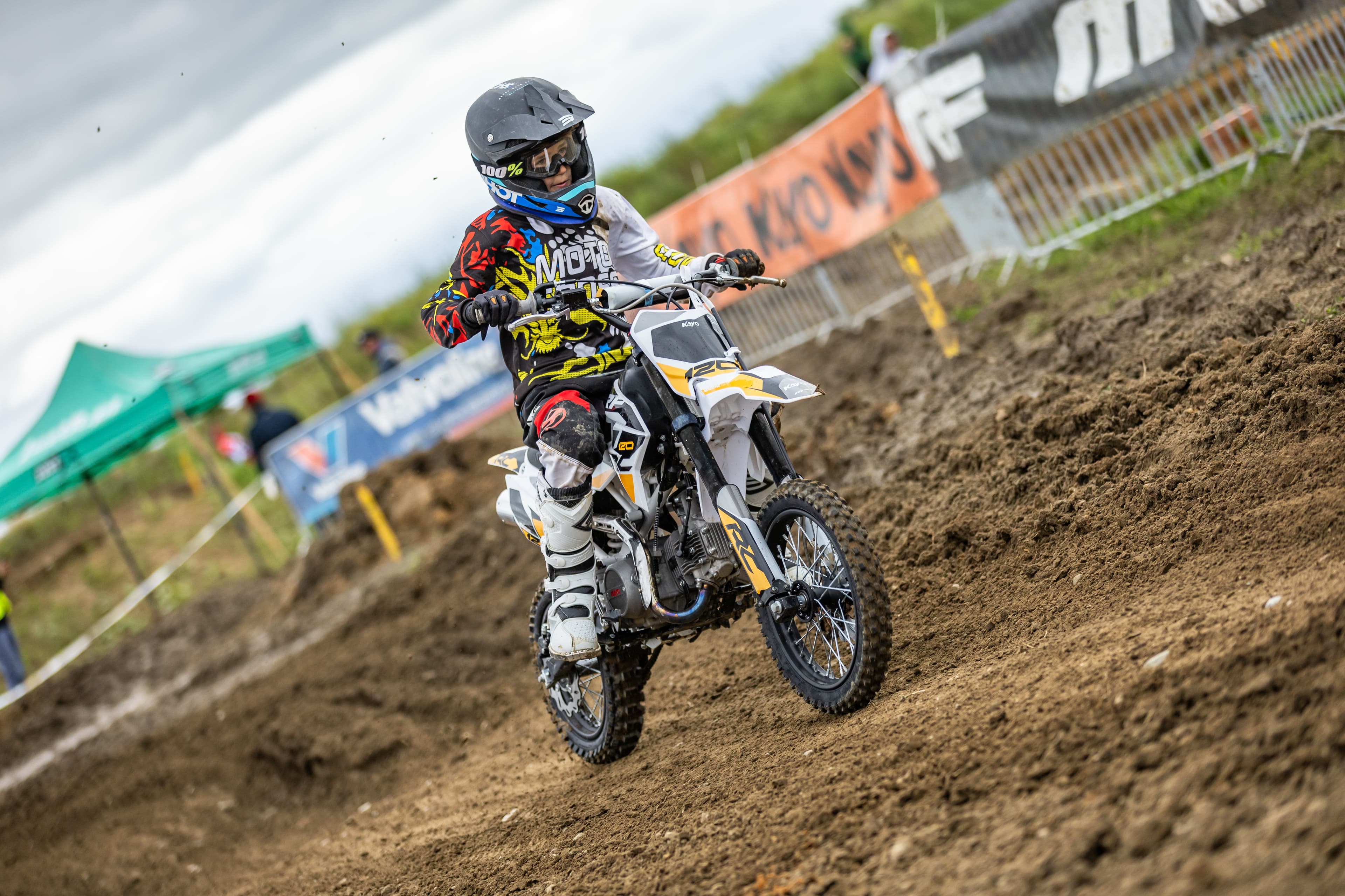 Rider on MRF eDIRT 6.0 electric dirt bike