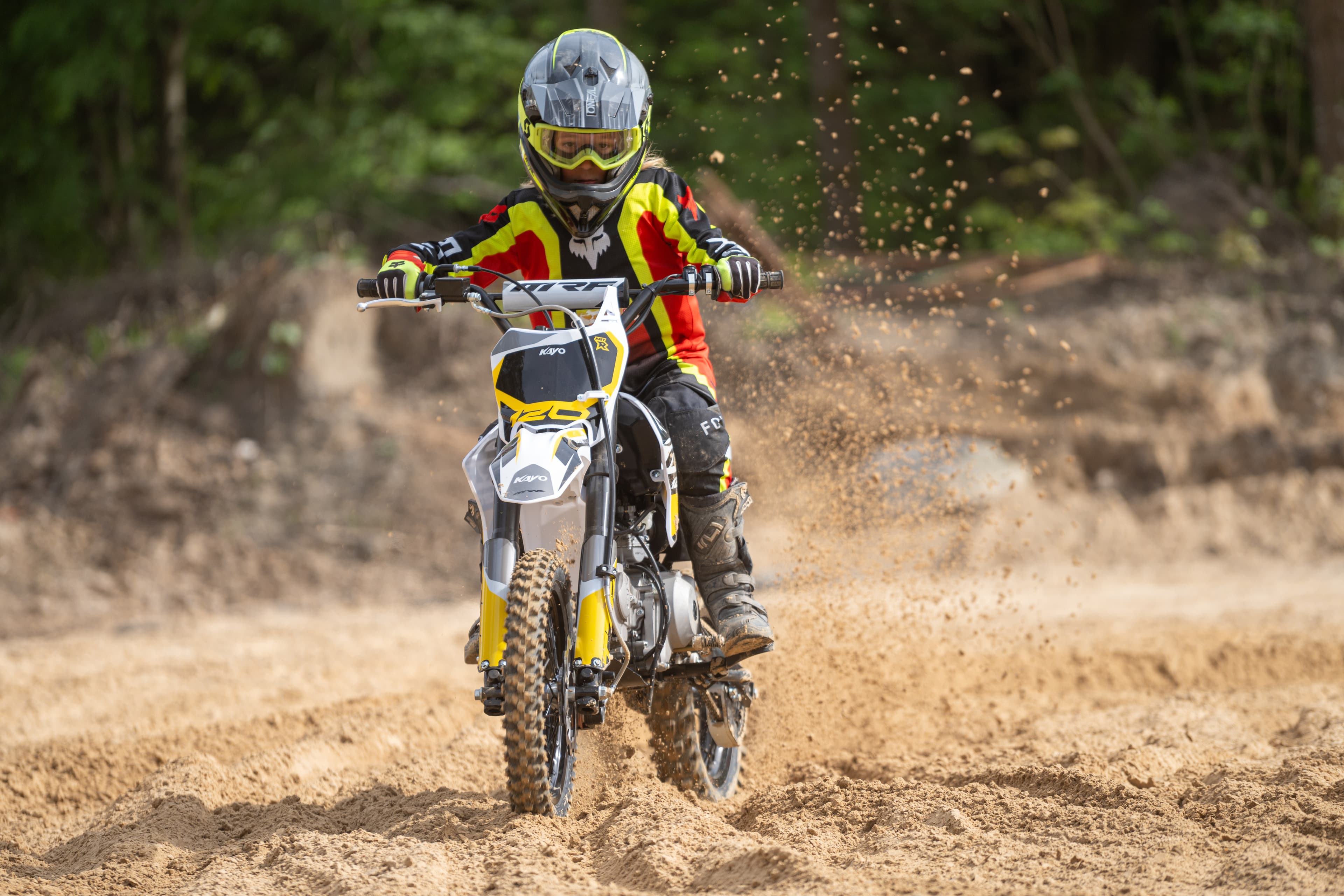 Rider on MRF eDIRT 6.0 electric dirt bike