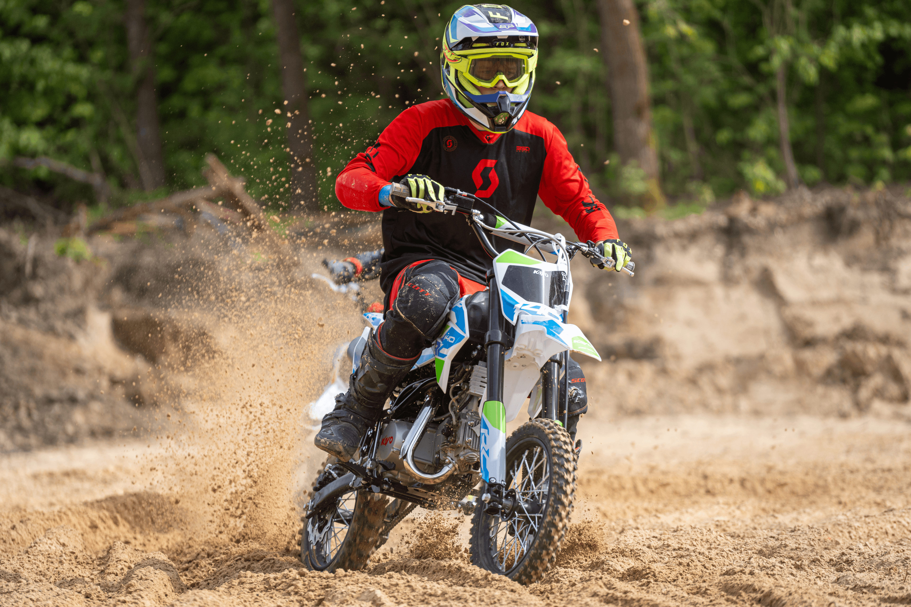 Rider on MRF eDIRT 6.0 electric dirt bike