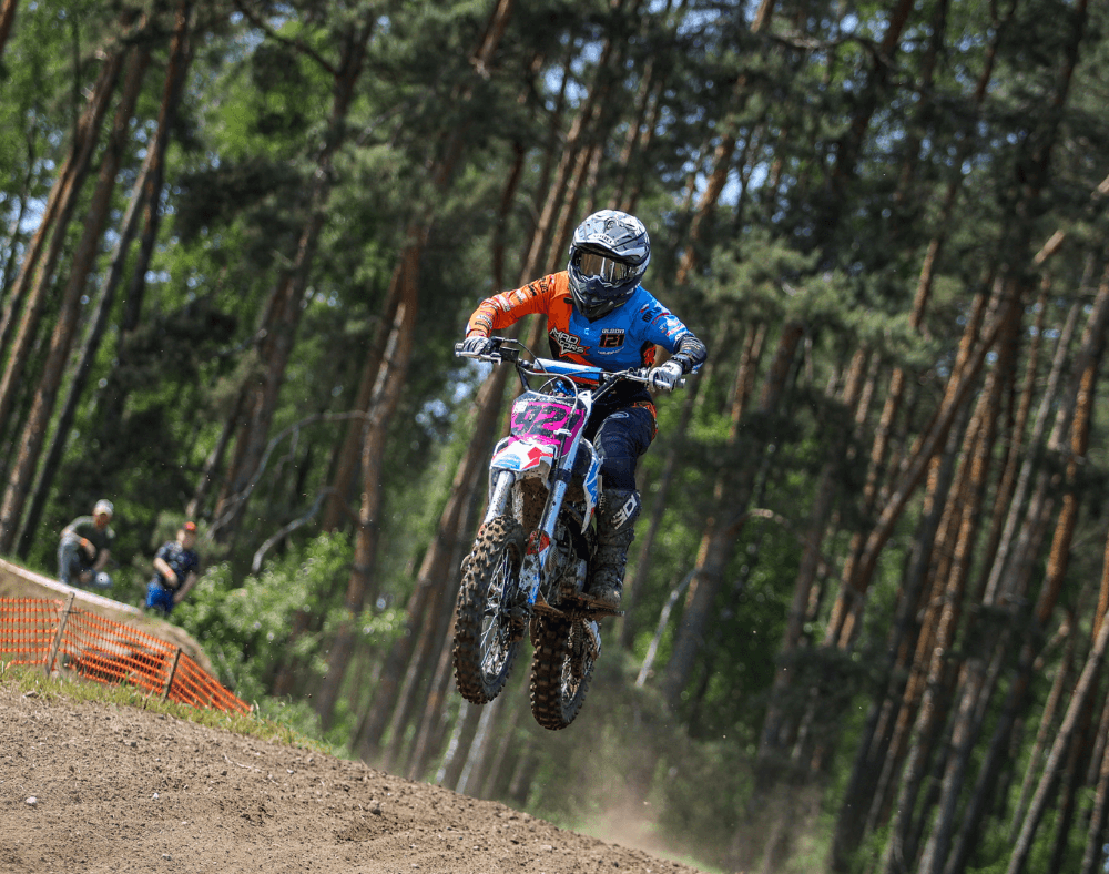 Rider on MRF eDIRT 6.0 electric dirt bike