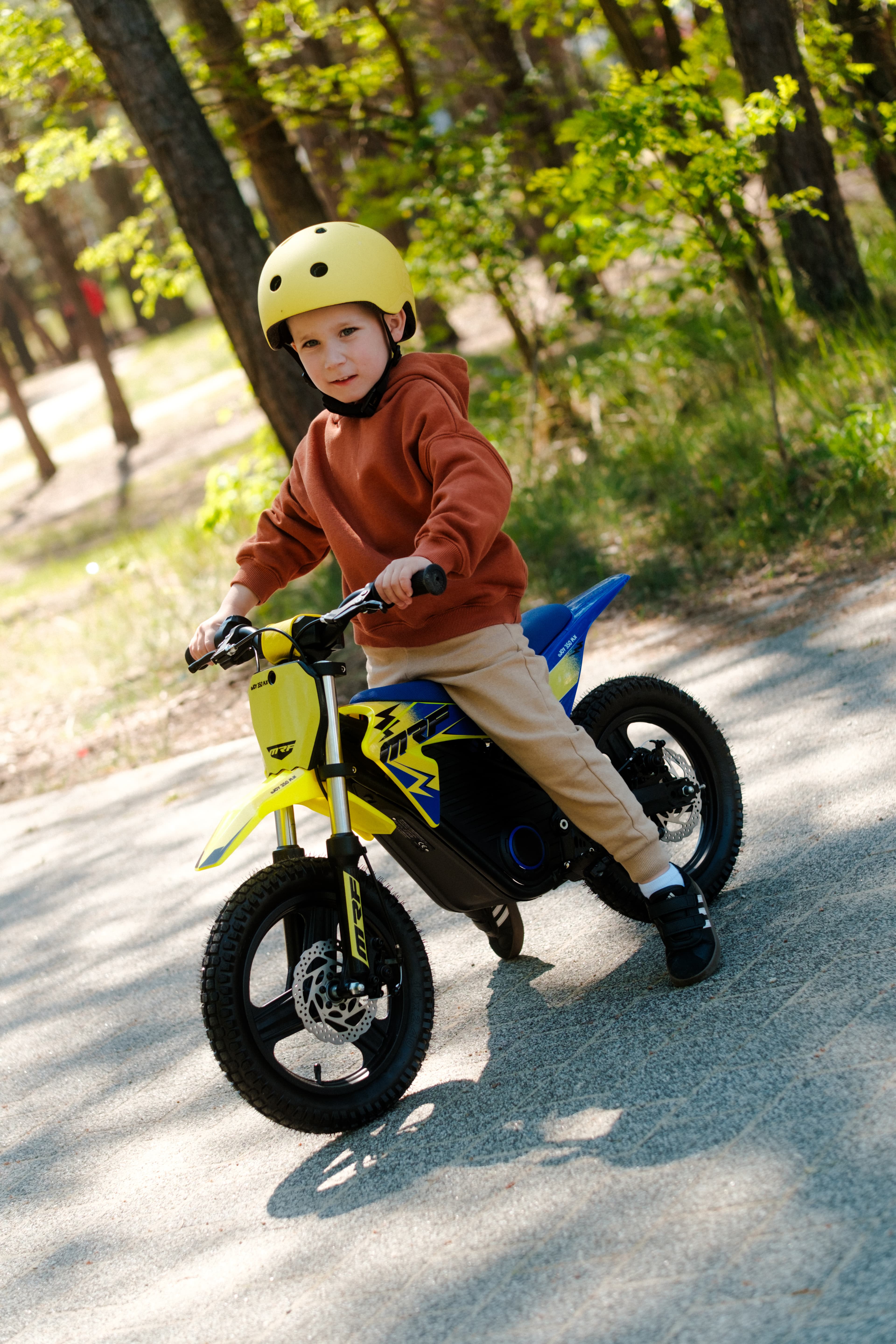 Rider on MRF eDIRT 6.0 electric dirt bike
