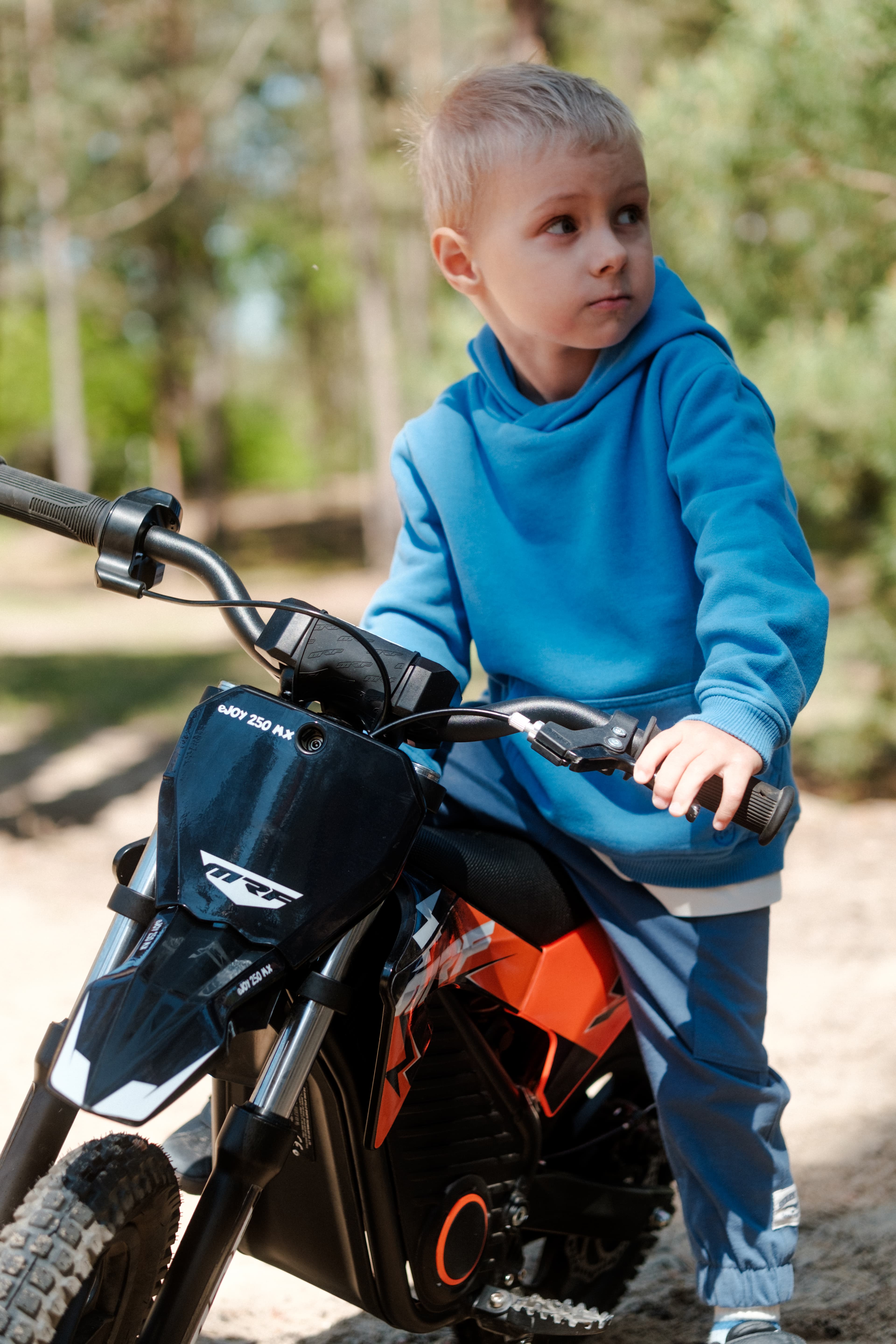 Rider on MRF eDIRT 6.0 electric dirt bike