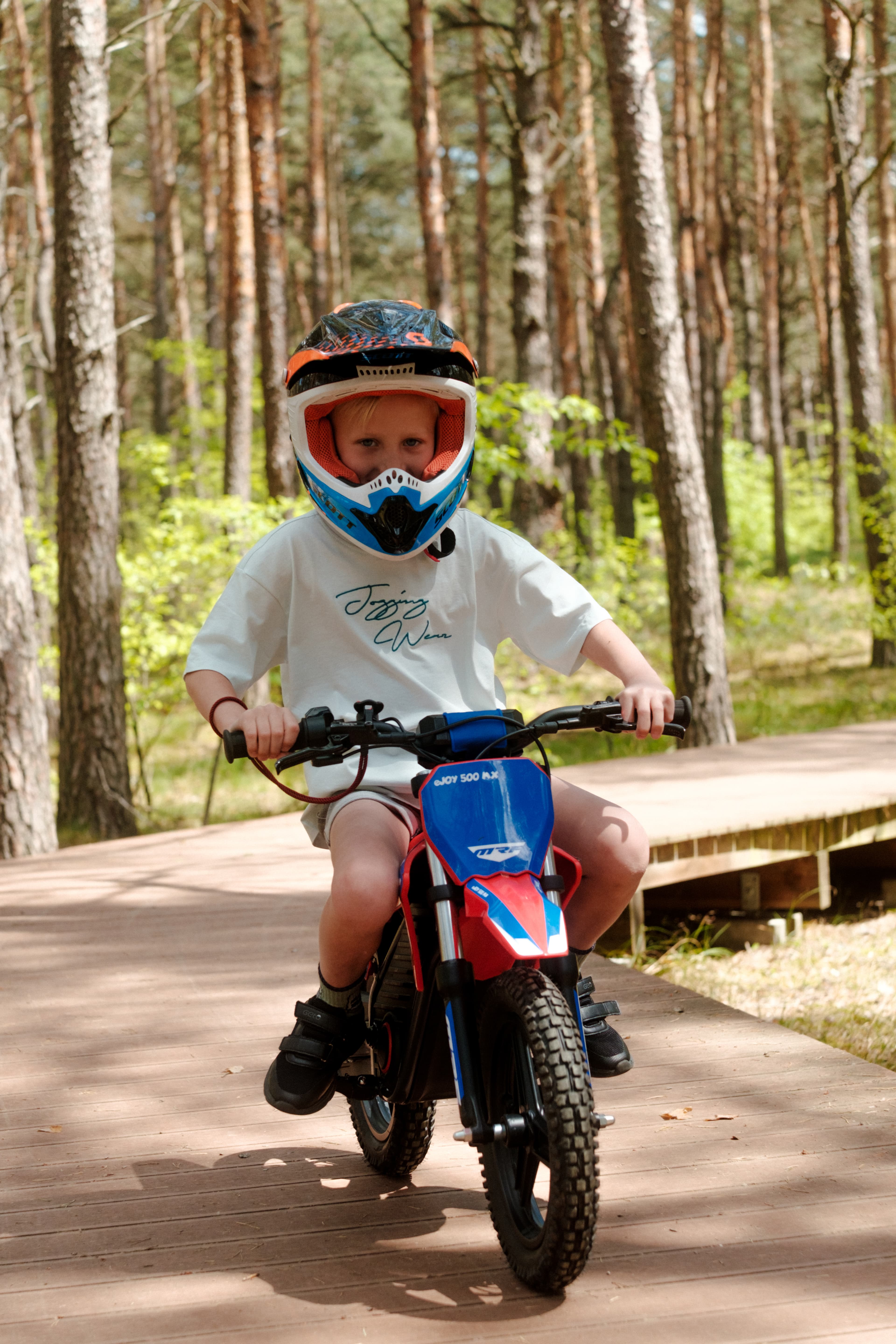 Rider on MRF eDIRT 6.0 electric dirt bike