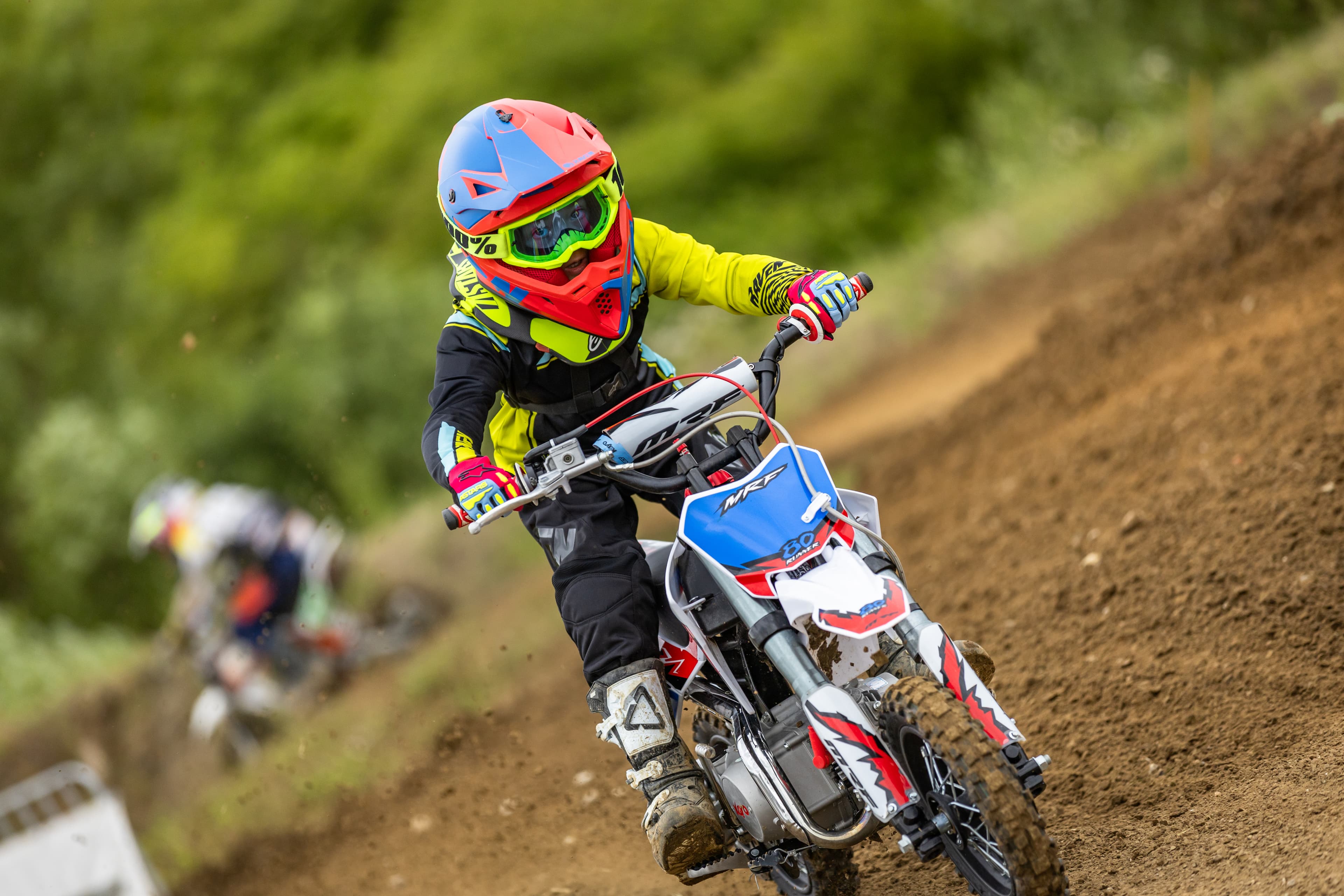 Rider on MRF eDIRT 6.0 electric dirt bike